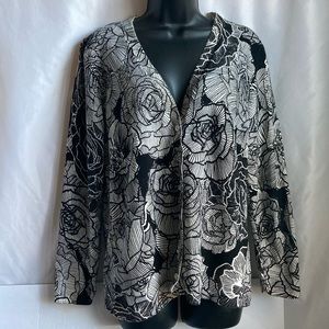 Dana Buchman Floral Print Button Front Cardigan Size Large